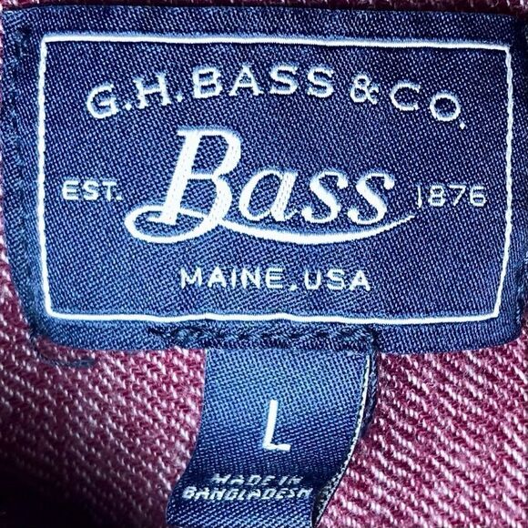 G H Bass Long Sleeve Flannel Button Down in Burgundy Heather Men’s L - Picture 4 of 6